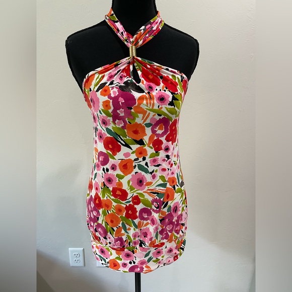 Express Tops - Express floral halter top with gold accent XS